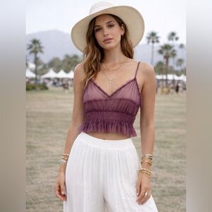 Emma & Sam mesh ruffle cropped tank, Small
